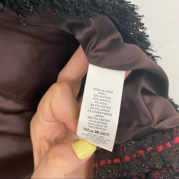 KATE SPADE black and pink stripe tweed blazer sz 0 - Picture 5 of 6